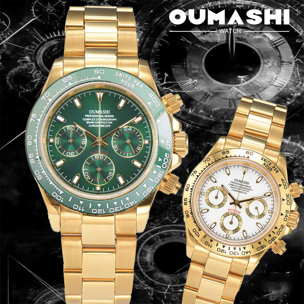 39mm Gold Men's Watch VK63 Mov - огляд і ціна Luxury Watch Gold
