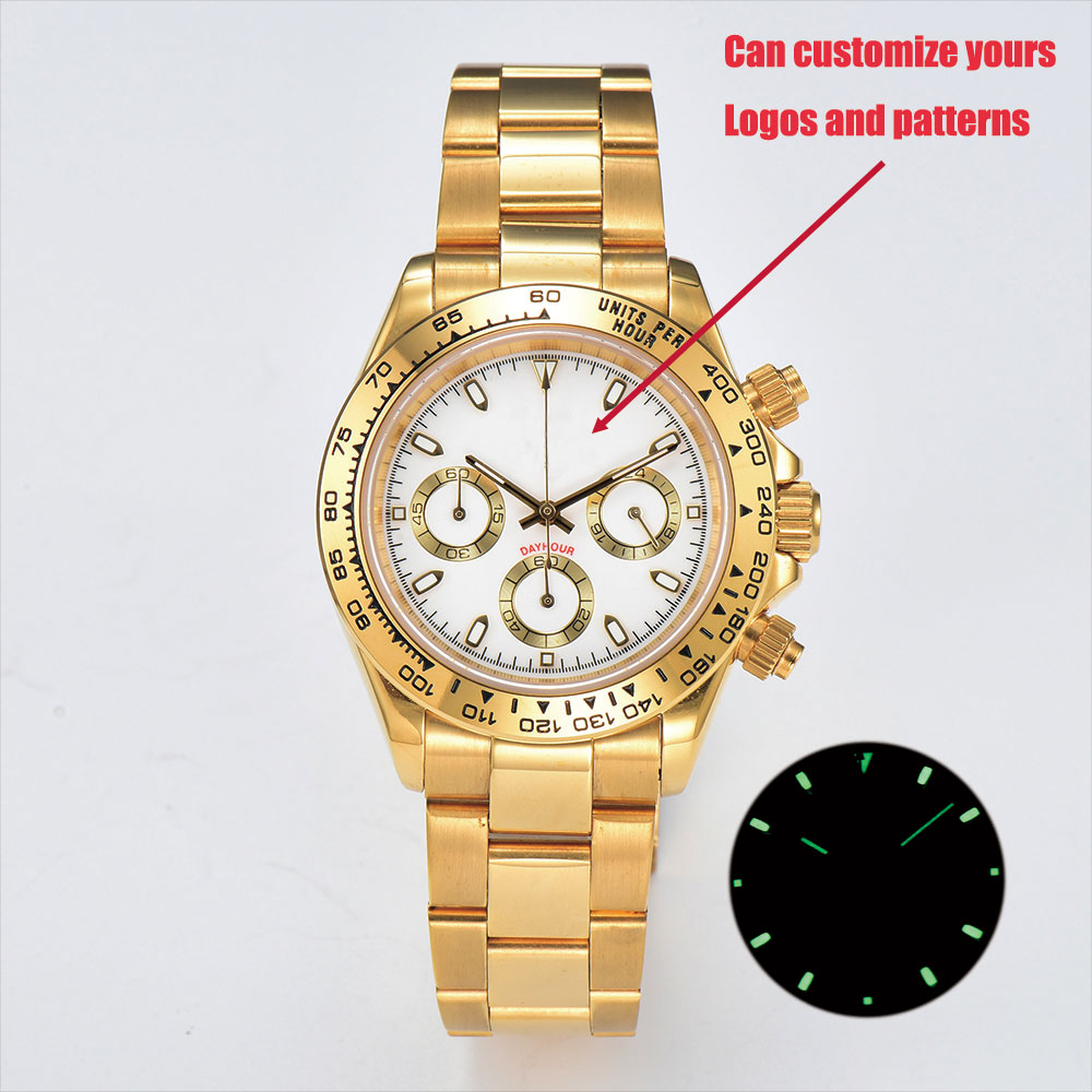 39mm Gold Men's Watch VK63 Mov - огляд і ціна Luxury Watch Gold