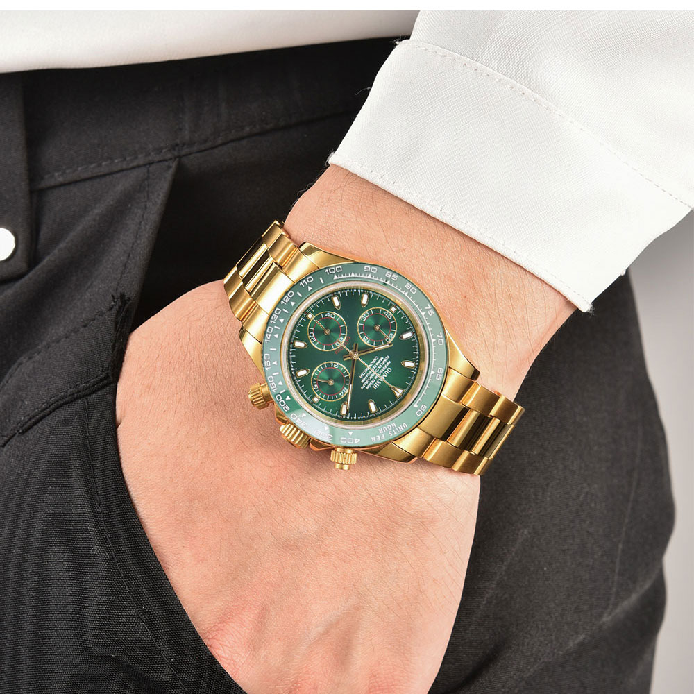 39mm Gold Men's Watch VK63 Mov - огляд і ціна Luxury Watch Gold