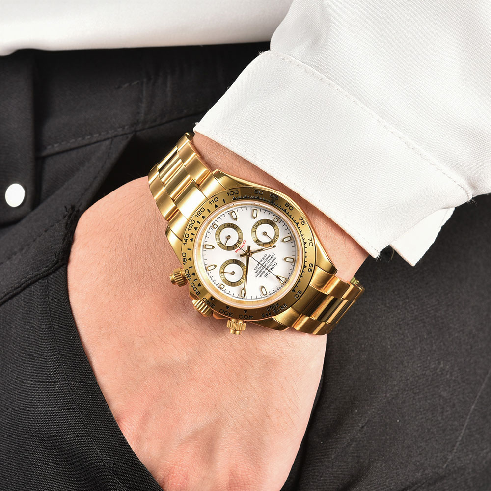 39mm Gold Men's Watch VK63 Mov - огляд і ціна Luxury Watch Gold