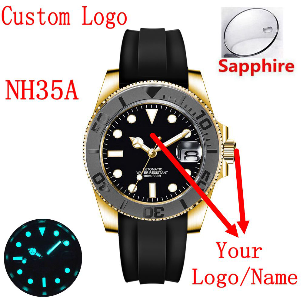 Custom logo 40mLuxury NH35/ Mi - огляд і ціна Luxury Watch Gold