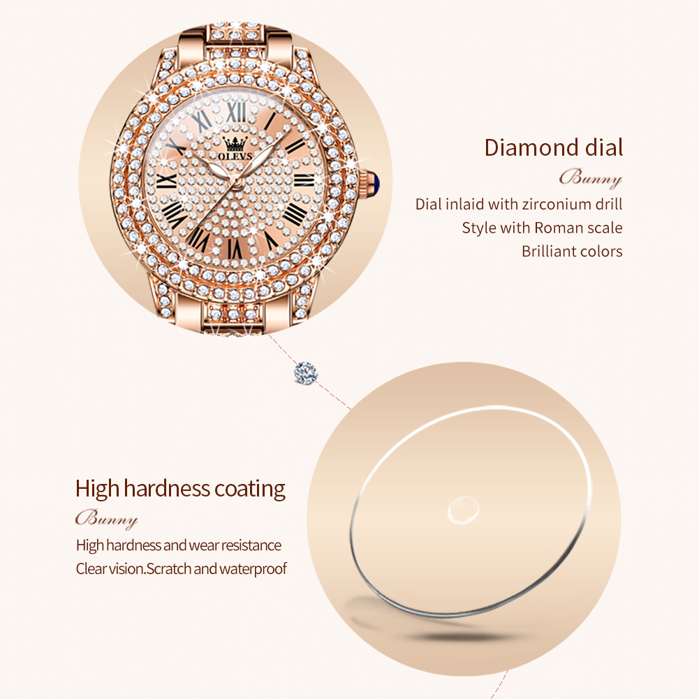 OLEVS 9943 Luxury All Diamond  - огляд і ціна Luxury Watch Gold