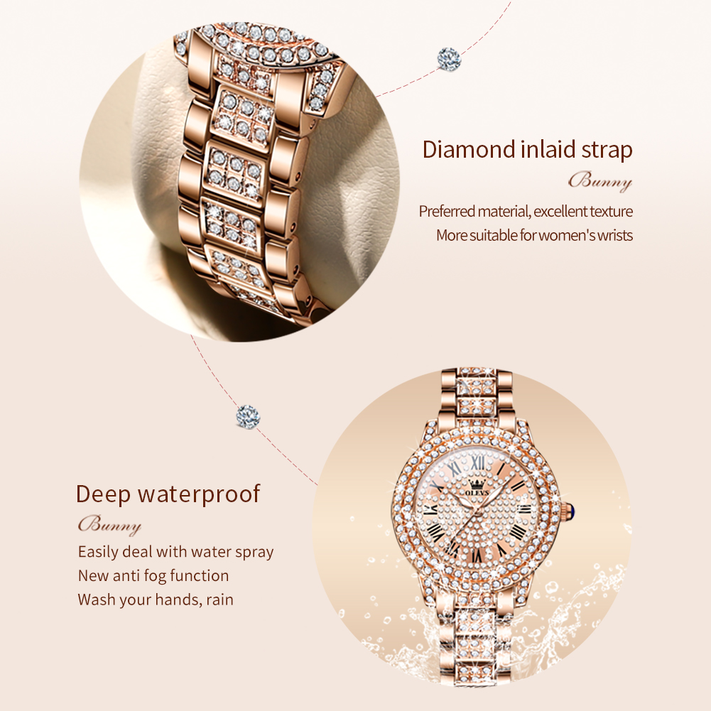 OLEVS 9943 Luxury All Diamond  - огляд і ціна Luxury Watch Gold